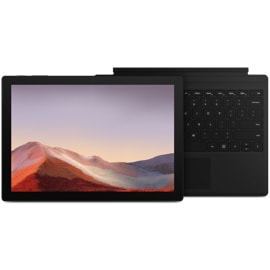 Un dispositivo Surface Pro 7 con una Cover con tasti nera