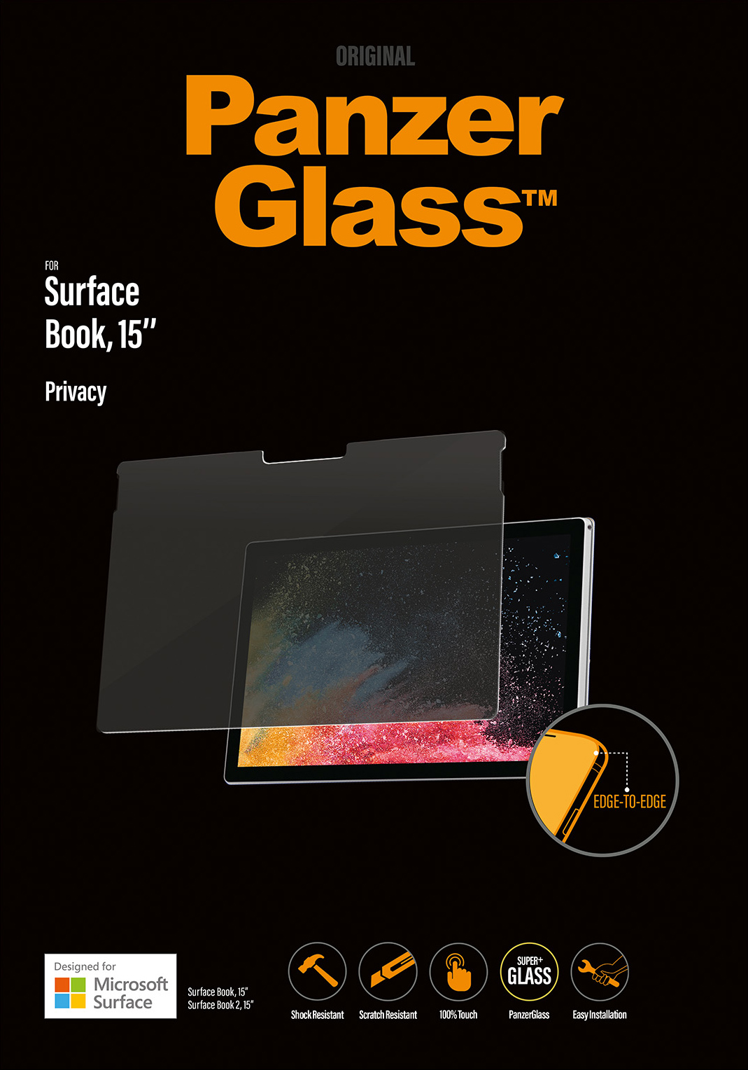 PanzerGlass Surface Book (15 インチ) プライバシー スクリーン プロテクター
