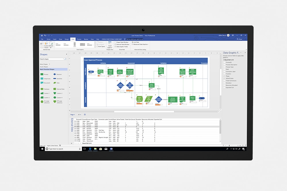 Device with Visio screenfill