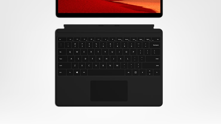 Front view of Surface Pro X showing screen and keyboard