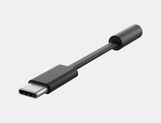 Side view of Surface USB-C to 3.5mm Audio Adapter.
