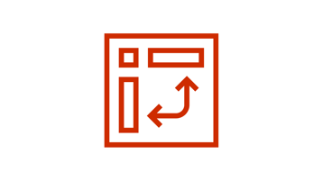 Icon with two arrows showing boxes, all in a larger box showing a diagram