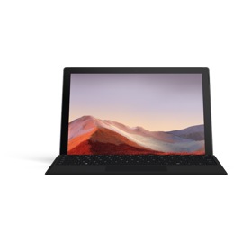 Microsoft Surface Pro 7 bundle with Surface Type Cover in Black, facing the front