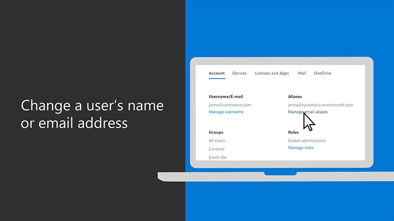 Change A User Name And Email Address In Office 365 Microsoft Docs