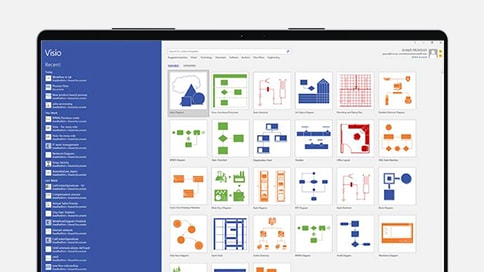 Device screen showing the Visio template library