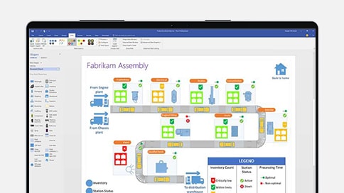 Device screen showing a file open in Visio