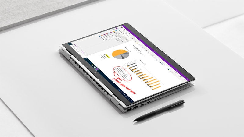 Image showing Microsoft OneNote screen on a Dell tablet screen.