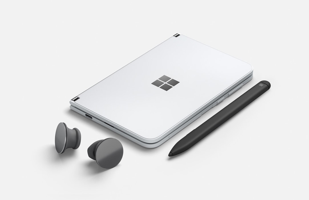 Surface Duo, Surface Earbuds in Graphite and Surface Slim Pen