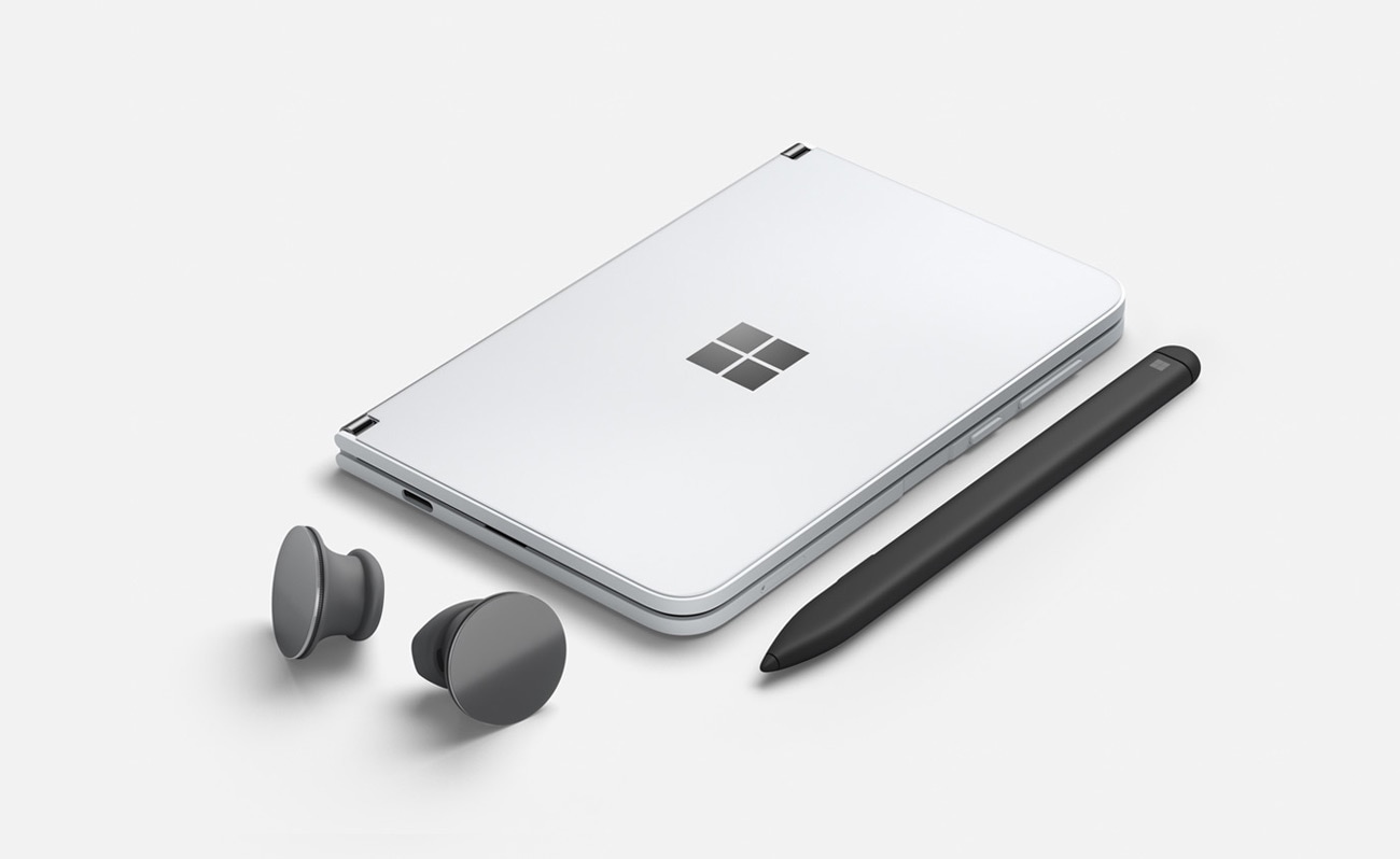 Surface Duo, Surface Earbuds in Graphite and Surface Slim Pen