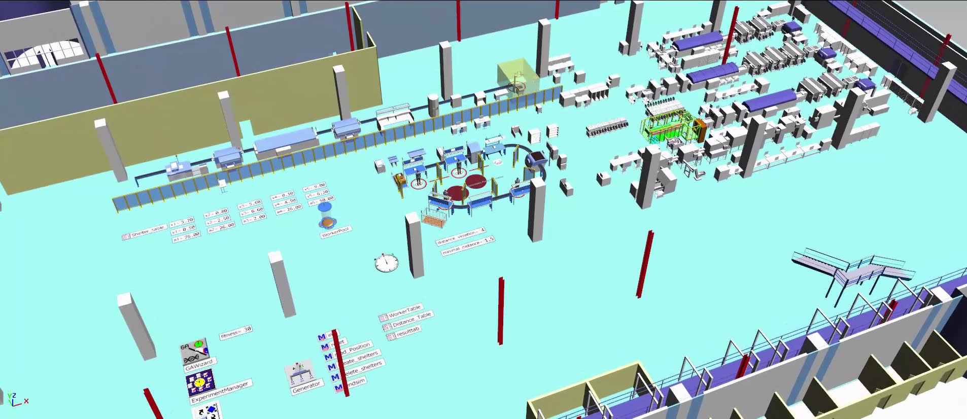 Simulation to ensure social distanced workspaces