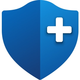 Blue shield with white plus sign in the top right corner