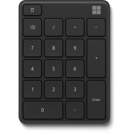 Numerická klávesnice Microsoft v matná černá čelní pohled.