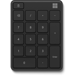 A black Microsoft Number Pad.