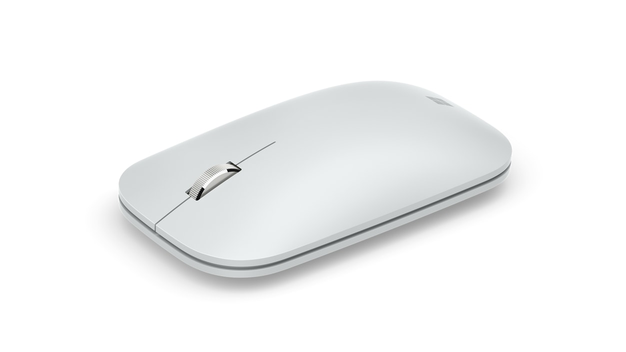 Side angle view of Glacier Microsoft Modern Mobile Mouse