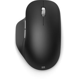 Top view of Black Microsoft Bluetooth Ergonomic Mouse for Business.