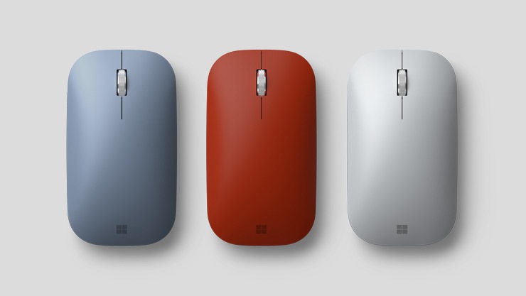 Surface Mobile Mouse in Ice Blue, Poppy Red, and Platinum