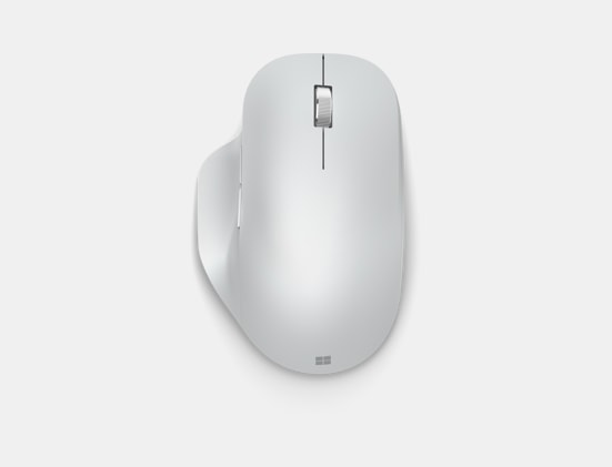Top view of Monza Grey Microsoft Bluetooth Ergonomic Mouse.