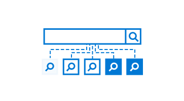 An illustration of multiple search icons on a website search bar.