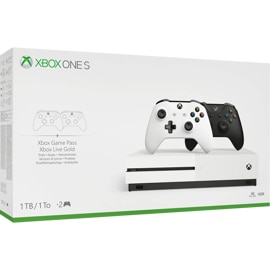 Frontal view of the packaged Microsoft Xbox One S Console, 1TB