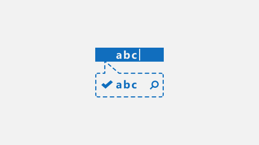 Illustration of a text search icon pointing to a text box.