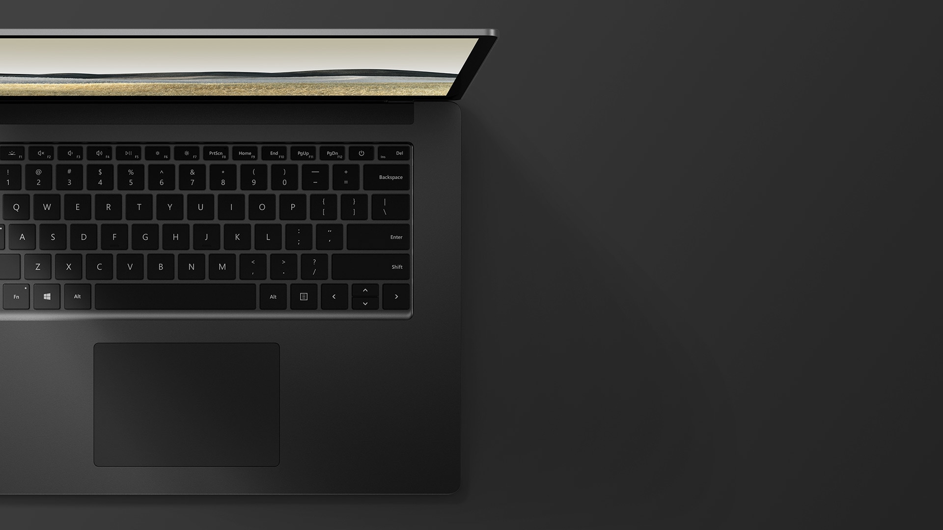 15 吋霧黑色 Surface Laptop 3 的俯視圖