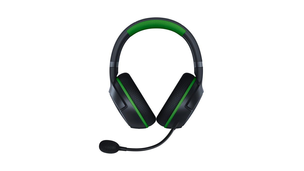 Front view of Razer Kaira Pro Wireless Gaming Headset for Xbox Series X|S with microphone.