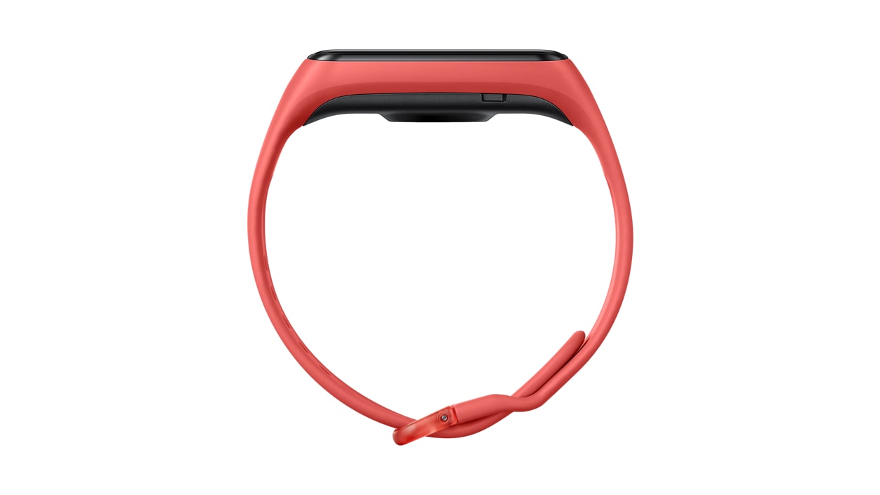 Side view of the Samsung Galaxy Fit2 Smart Watch in Red