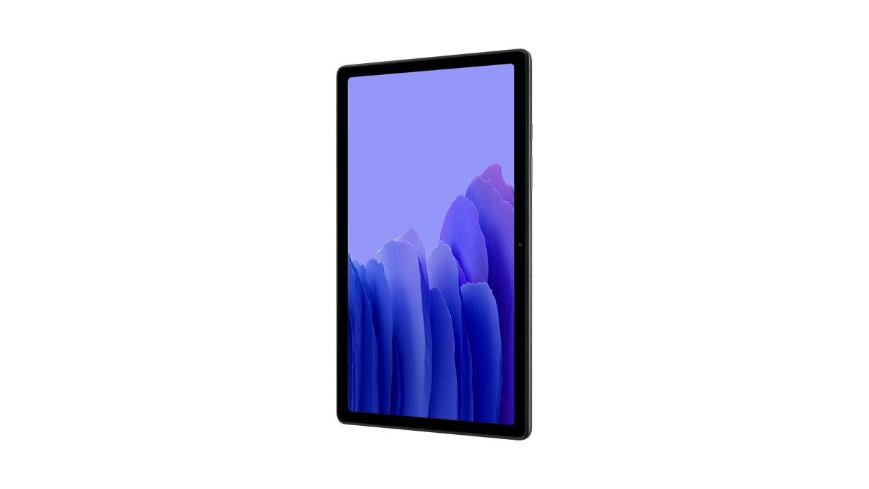 Right front view of Samsung Galaxy Tab A7 32GB Gray in vertical
