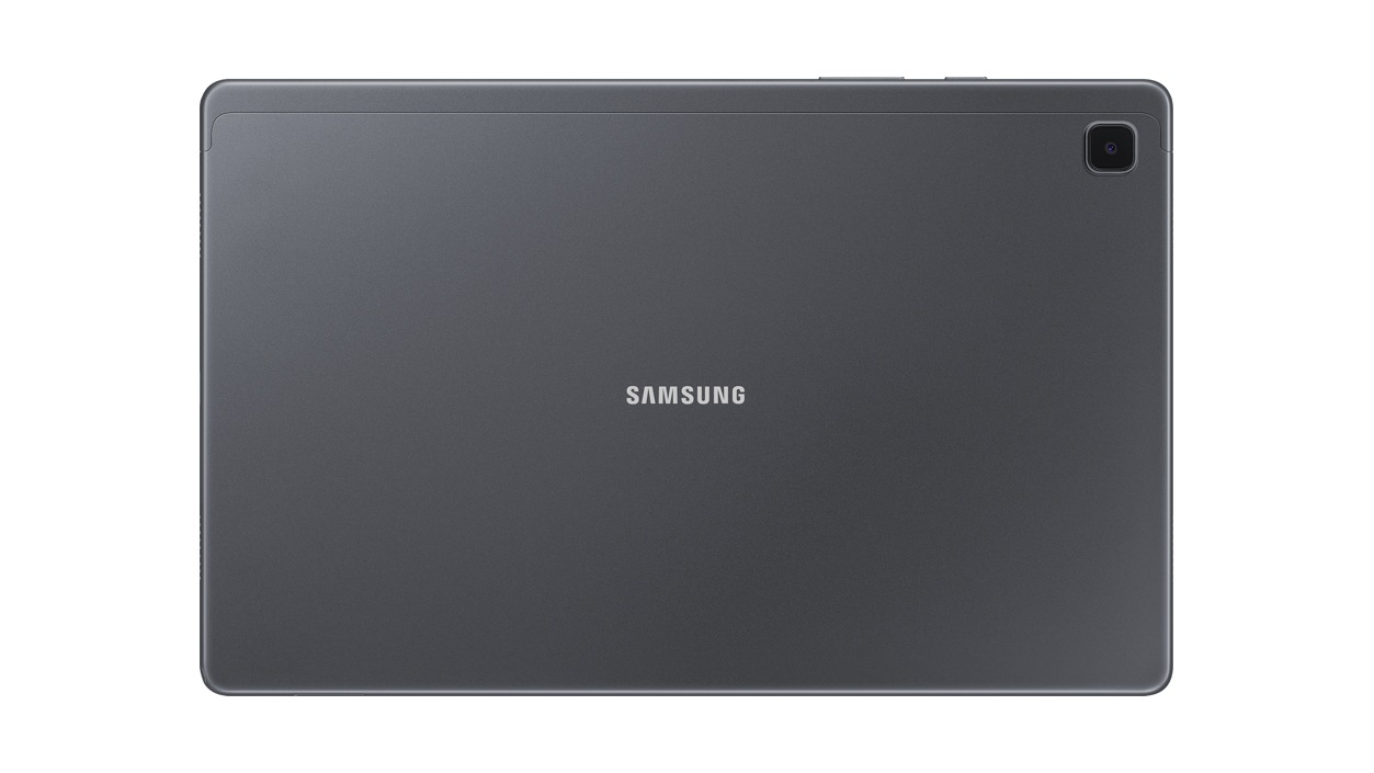 Rear view of Samsung Galaxy Tab A7 32GB Gray in horizontal