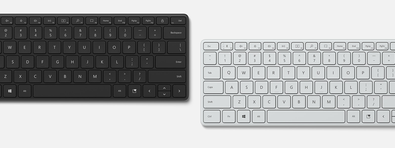 Çeşitli renklerde Microsoft Designer Compact Keyboard