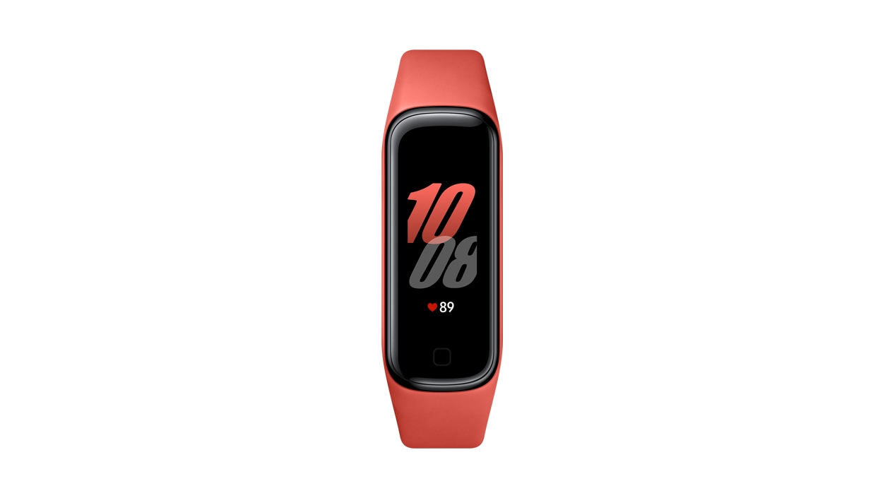Front view of the Samsung Galaxy Fit2 Smart Watch in Red