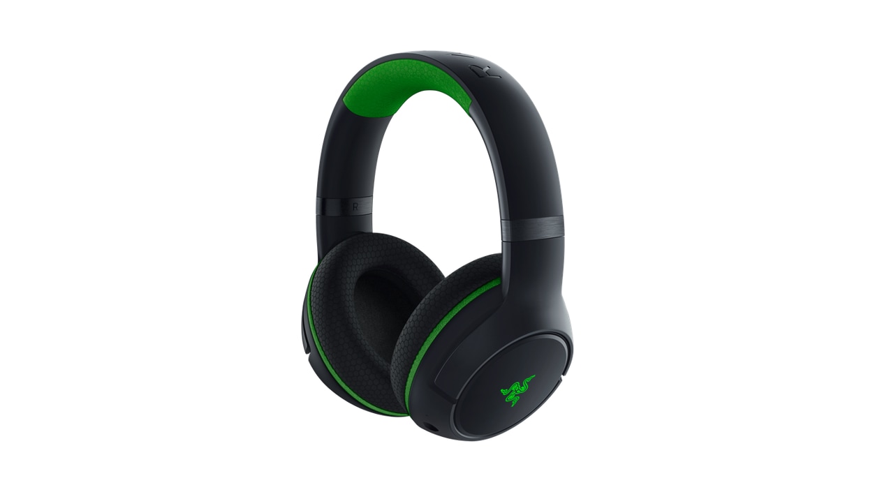 Angled front view of Razer Kaira Pro Wireless Gaming Headset for Xbox Series X|S without microphone.
