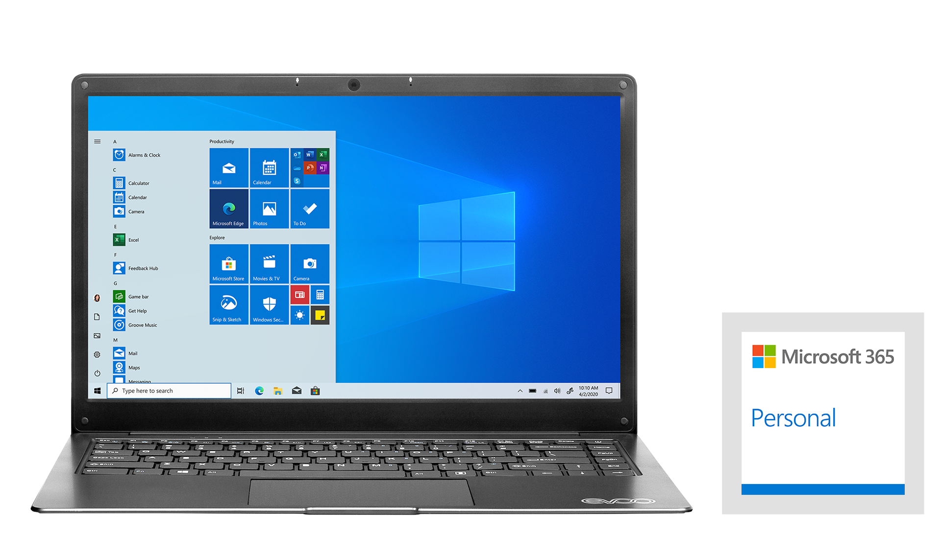 EVOO Ultra Thin EVC141-6BK Laptop + One Year of Microsoft 365 Personal