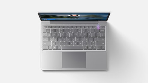 Surface Laptop Go 8GB/128GB close up of fingerprint power button.
