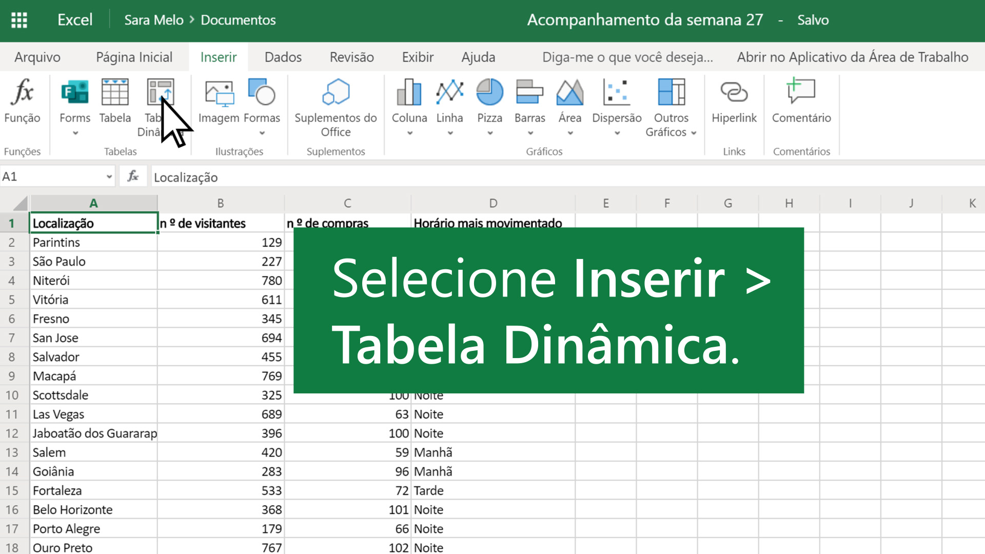 Inserir uma tabela - Suporte da Microsoft