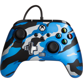 Front view of PowerA Xbox Series X Wired Controller in Camo Blue.