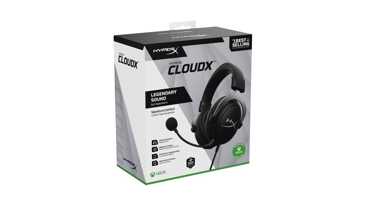Front left view of the packaging of the Kingston HyperX CloudX - Gaming Headset for Xbox Series X and S
