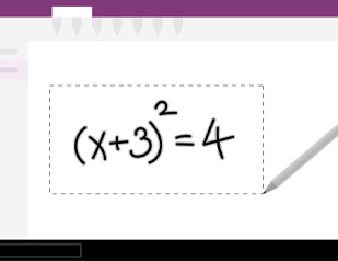 Math problem written in OneNote by digital pen