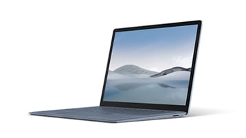 Surface Laptop 4 in metal ice blue from the side