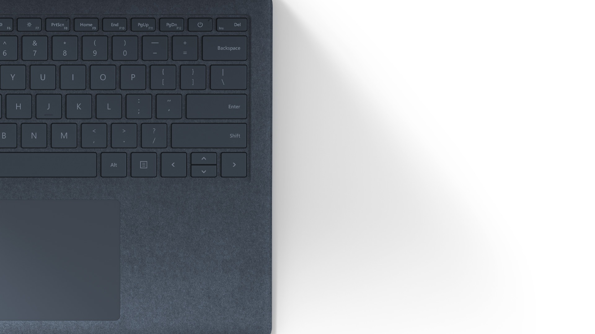 Surface Laptop 4 冰雪藍 Alcantara 表面材質的特寫