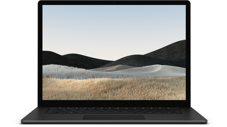 Widok z przodu na urządzenie Surface Laptop 4 w kolorze czarnym matowym in color matowa czerń (metaliczny)