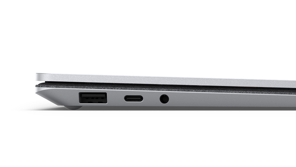 En närbild av portarna på Surface Laptop 4