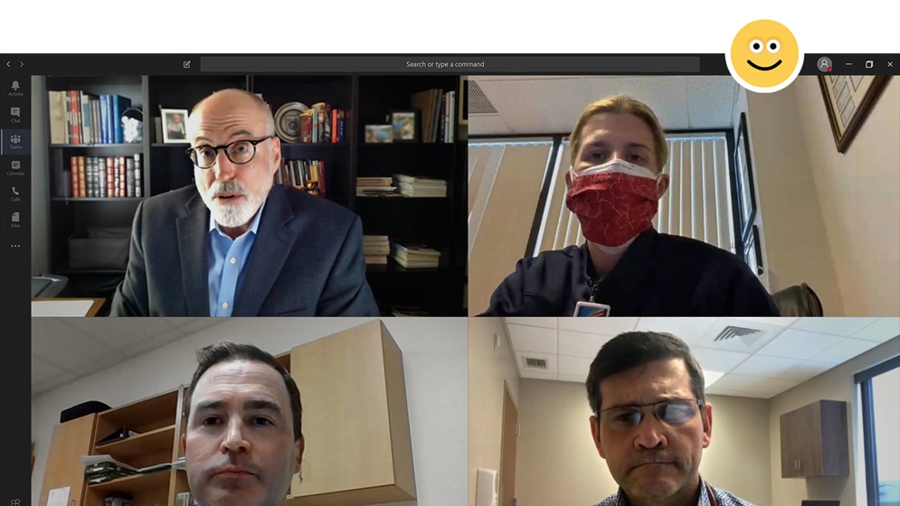 Four medical professionals on a Teams video call. 