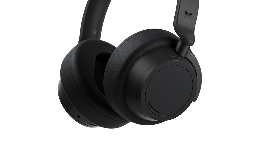 Close-up van de on-ear-draaiknop op de Surface Headphones 2+