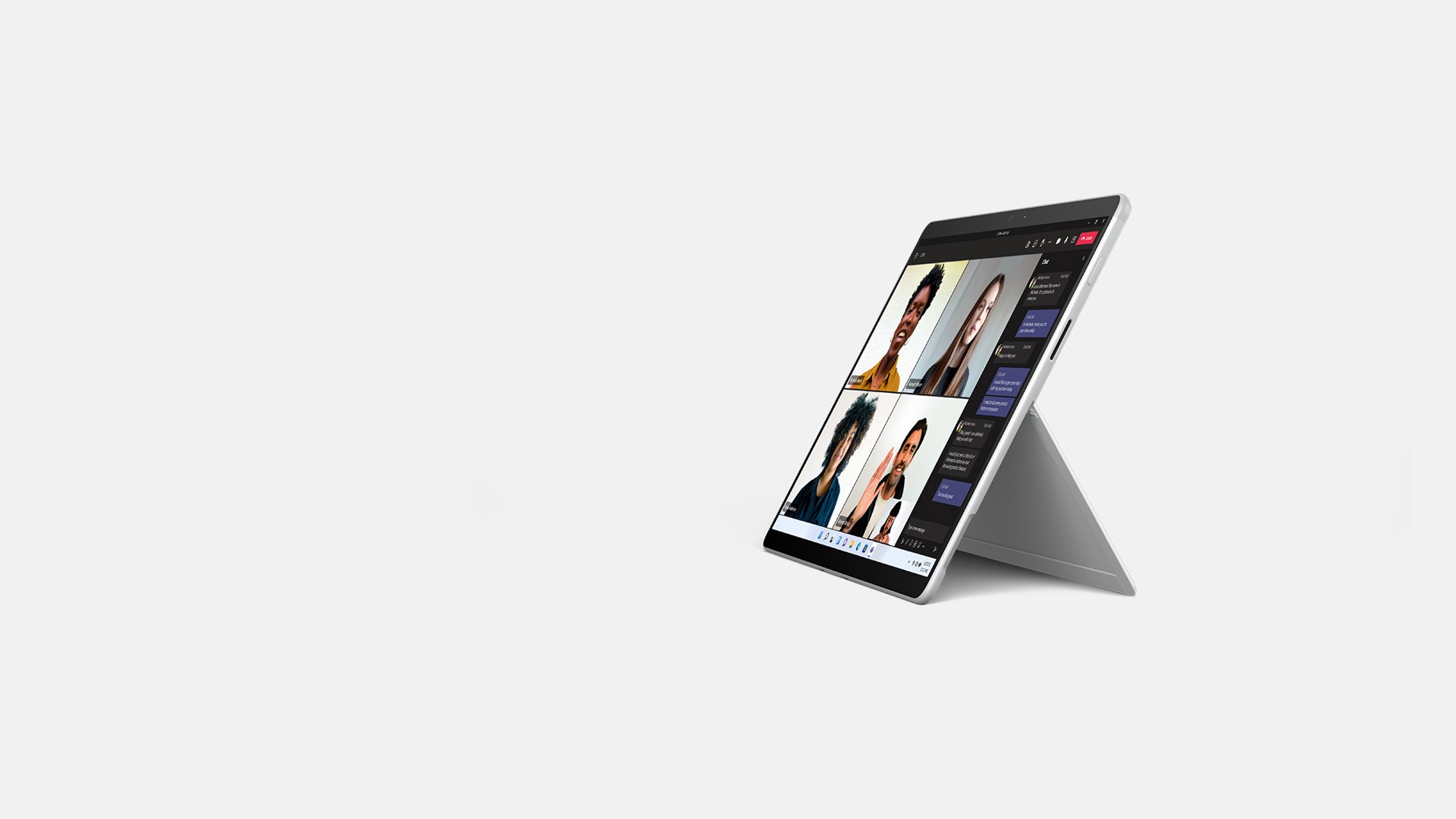 Zařízení Surface Pro X zobrazené v režimu stojanu.