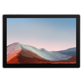 Surface Pro 7+ i platin set ovenfra.