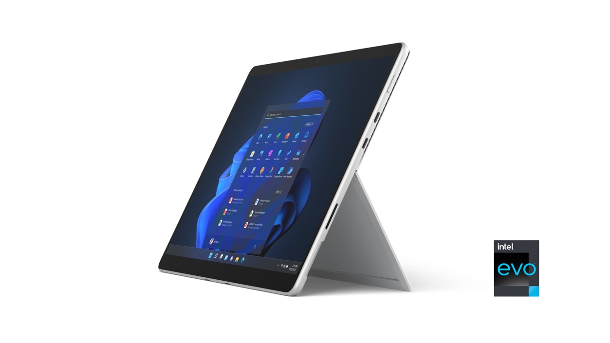 Platina Surface Pro 8 voor zakelijk gebruik.