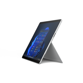 Platinanvärinen Surface Pro X yrityksille.