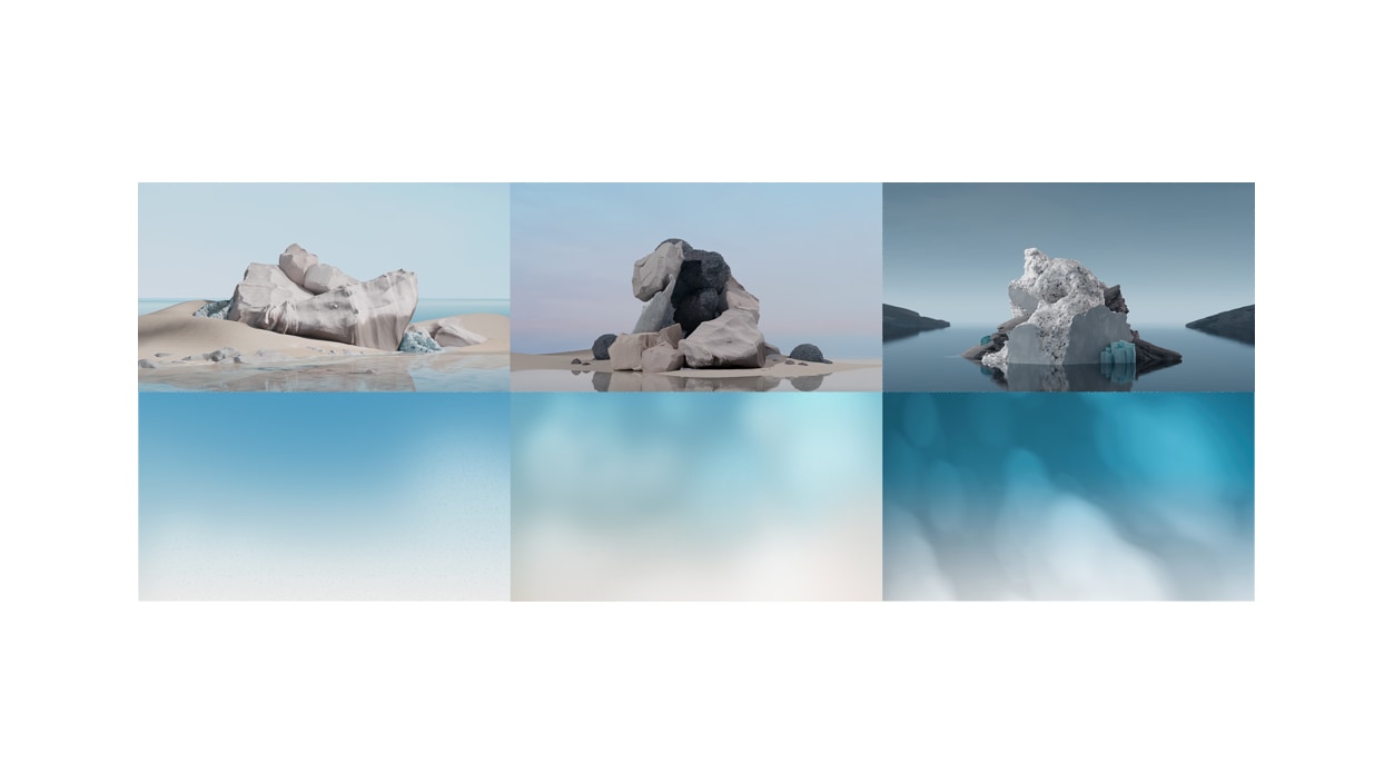 Collection of ocean-inspired images included in the desktop theme pack. 
