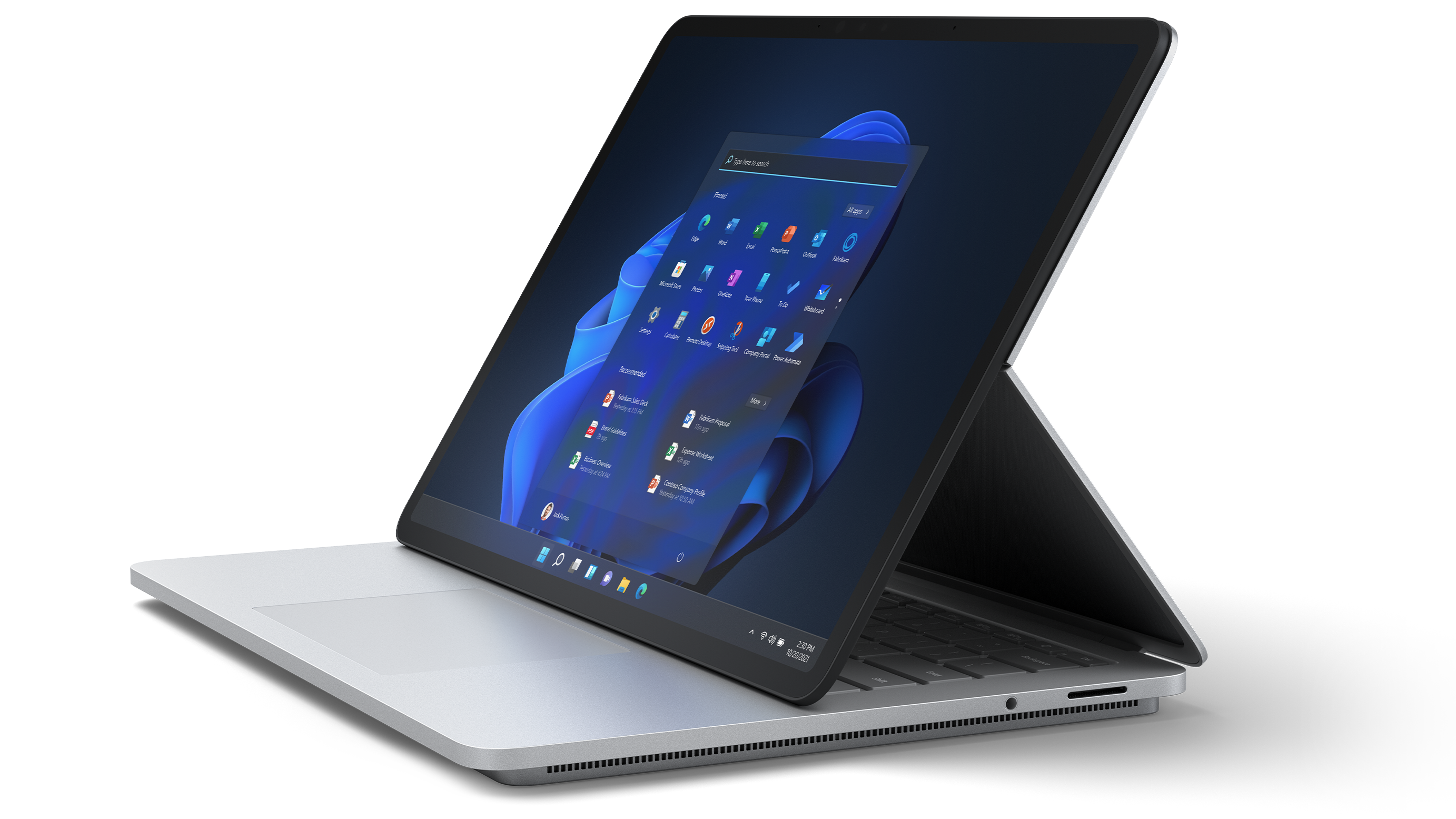 Microsoft Surface Laptop Studio Hybride (2-in-1) 36,6 cm (14.4") Touchscreen Intel® Core™ i7 16 GB LPDDR4x-SDRAM 512 GB SSD NVIDIA GeForce RTX 3050 Ti Wi-Fi 6 (802.11ax) Windows 11 Pro Platin